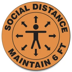 GN1 Slip-Gard 12 in. Circle Human/Arrows Social Distance Floor Signs - Orange (25/Pack)