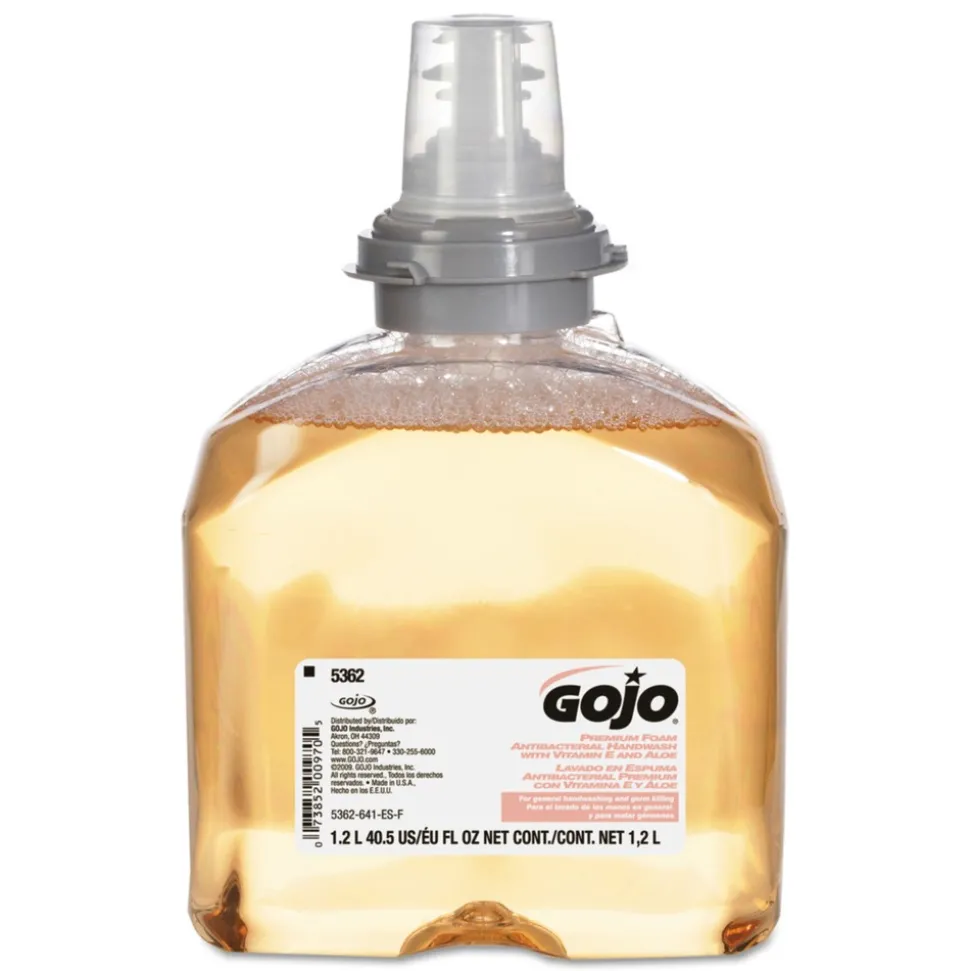 GOJO Industries 5362-02 1200 mL Premium Foam Antibacterial Hand Wash - Fresh Fruit Scent (2/Carton)