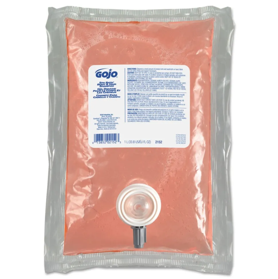 GOJO Industries 2152-08 1000 ml Spa Bath Body and Hair Shampoo Refill for NXT Dispenser - Herbal Scent (8/Carton)