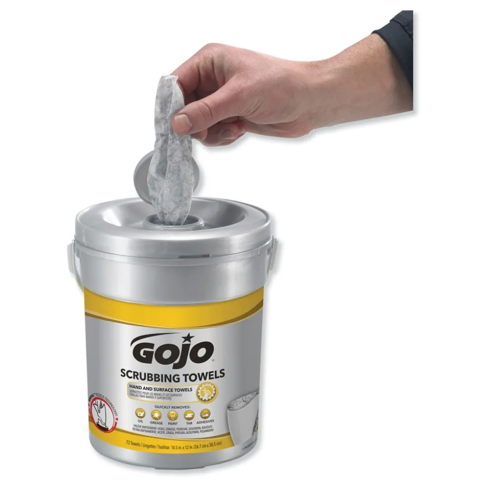 GOJO Industries 10-1/2 in. x 12-1/4 in. Scrubbing Towels, Hand Cleaning - Fresh Citrus (6/Carton)