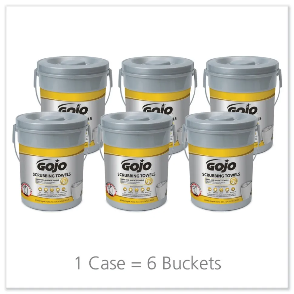 GOJO Industries 10-1/2 in. x 12-1/4 in. Scrubbing Towels, Hand Cleaning - Fresh Citrus (6/Carton)