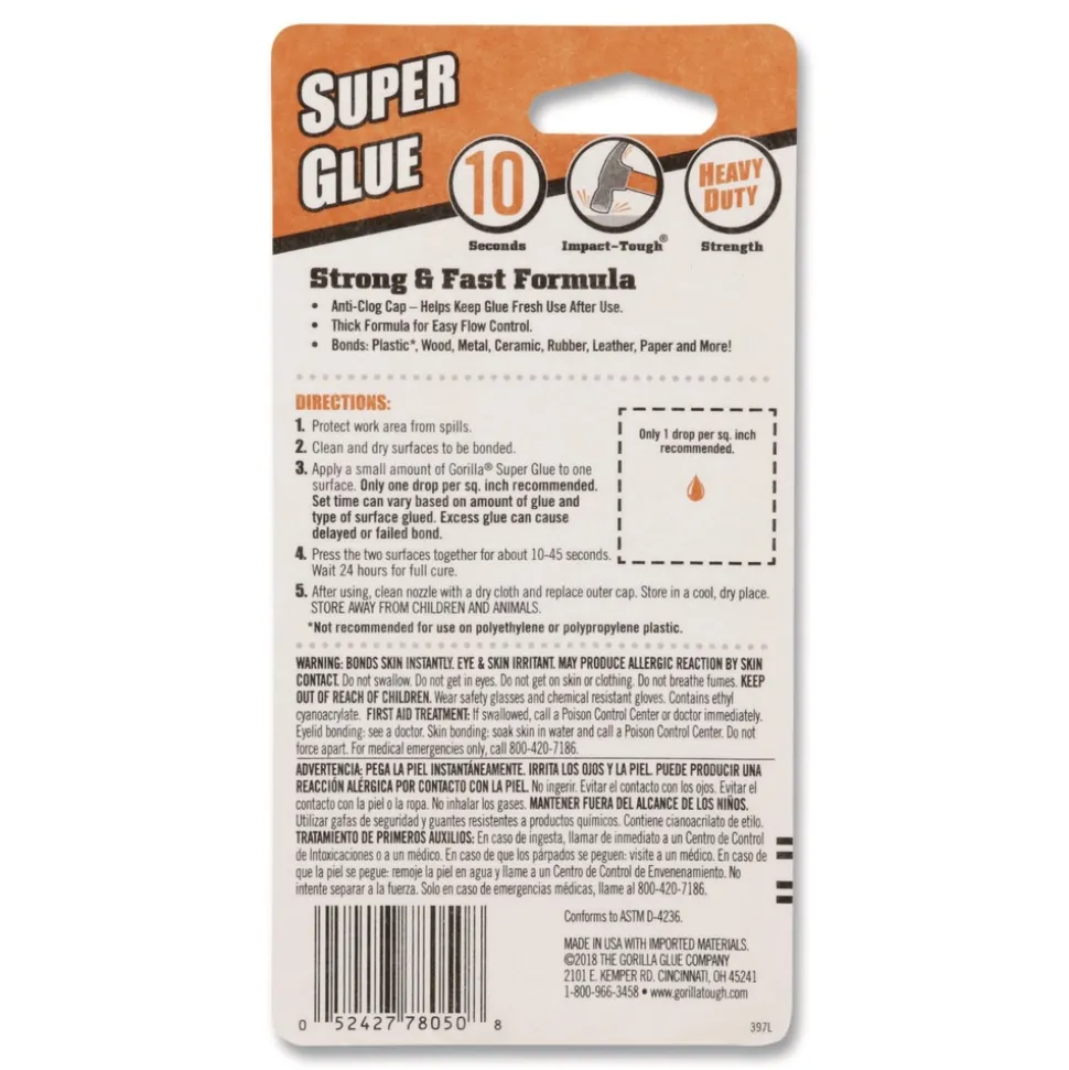 Gorilla Glue 0.53 oz. Bottle Super Glue - Dries Clear
