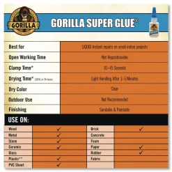 Gorilla Glue 0.53 oz. Bottle Super Glue - Dries Clear