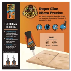 Gorilla Glue 0.19 oz. Super Glue Micro Precise - Dries Clear (4/Carton)
