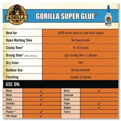 Gorilla Glue Dries Clear 0.88 oz. Super Glue