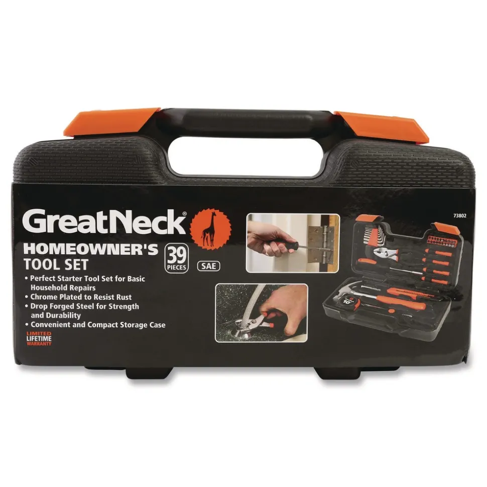 Great Neck 12.38 in. x 3 in. x 7.25 in. Homeowner's 39-Piece Tool Set with Carry Case