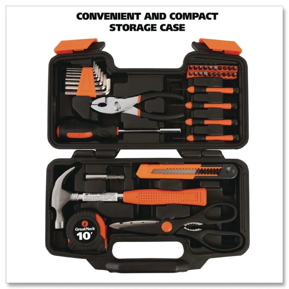 Great Neck 12.38 in. x 3 in. x 7.25 in. Homeowner's 39-Piece Tool Set with Carry Case