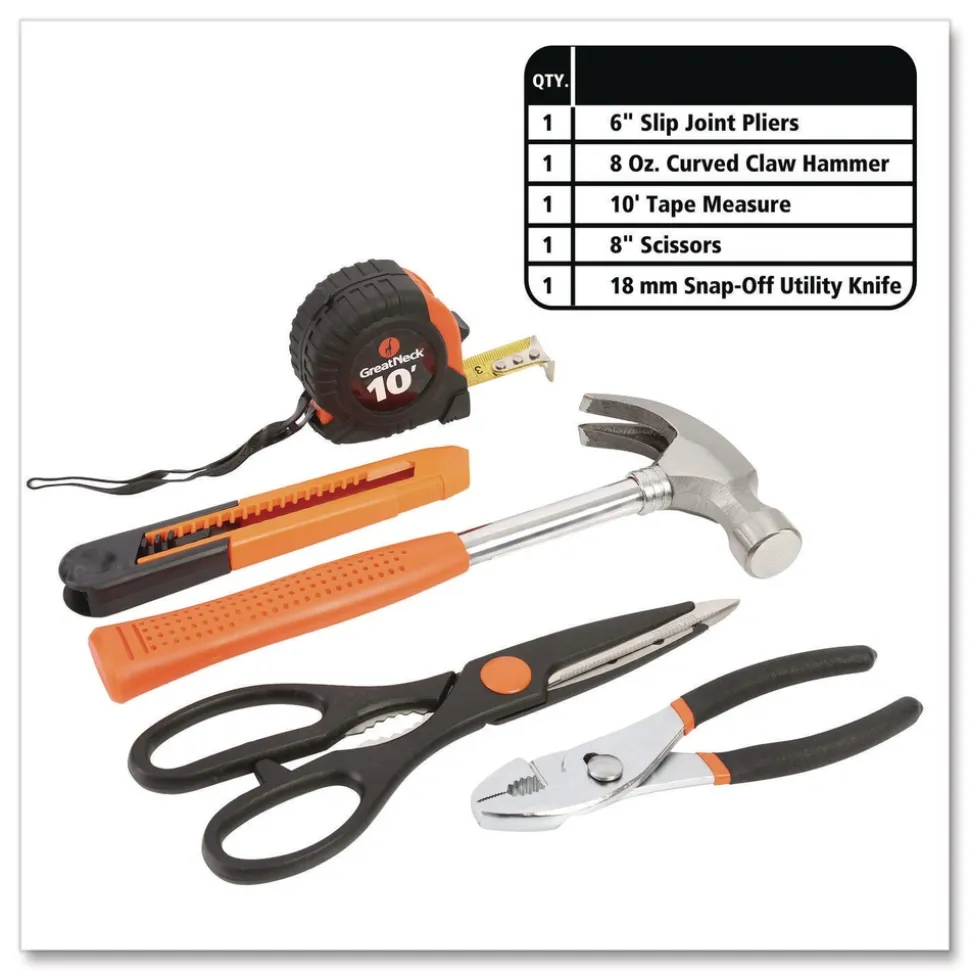 Great Neck 12.38 in. x 3 in. x 7.25 in. Homeowner's 39-Piece Tool Set with Carry Case