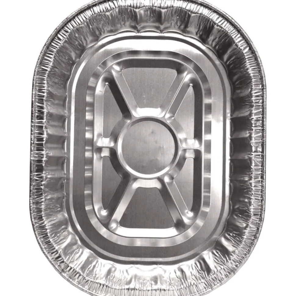 Handi-Foil HFA 32400-100 14.43 in. x 3.12 in. x 17.68 in. 272 oz. Giant Rack Aluminum Roaster Pan - Silver (100/Carton)