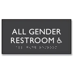 Headline Sign 4 in. x 8 in. All Gender Restroom Accessible Plastic ADA Sign - Clear/White