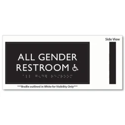 Headline Sign 4 in. x 8 in. All Gender Restroom Accessible Plastic ADA Sign - Clear/White