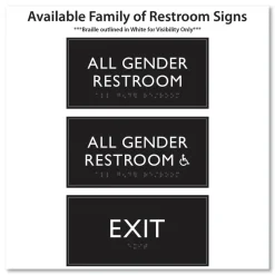 Headline Sign 4 in. x 8 in. All Gender Restroom Accessible Plastic ADA Sign - Clear/White