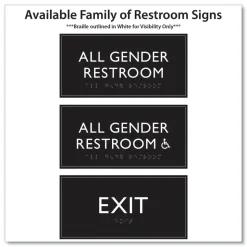 Headline Sign 4 in. x 8 in. All Gender Restroom Plastic ADA Sign - Clear/White