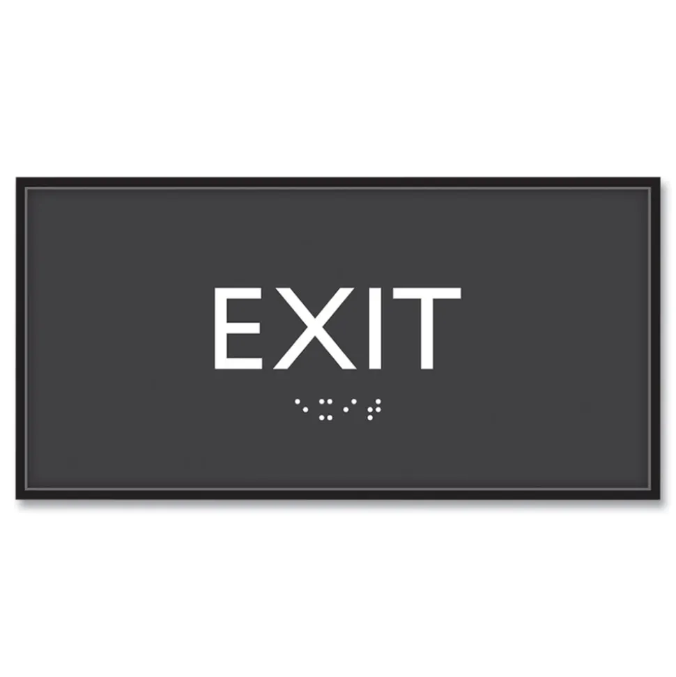 Headline Sign 4 in. x 8 in. Exit Plastic ADA Sign - Clear/White