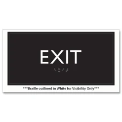 Headline Sign 4 in. x 8 in. Exit Plastic ADA Sign - Clear/White