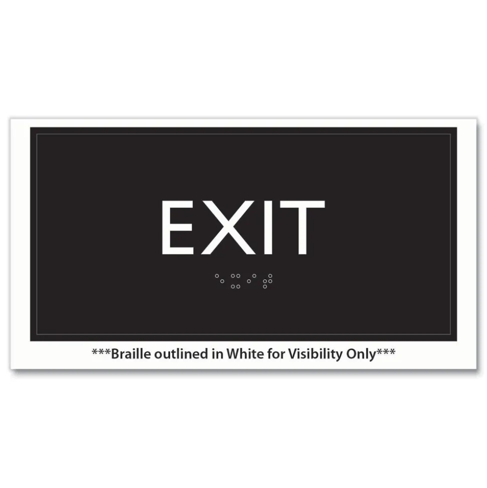 Headline Sign 4 in. x 8 in. Exit Plastic ADA Sign - Clear/White