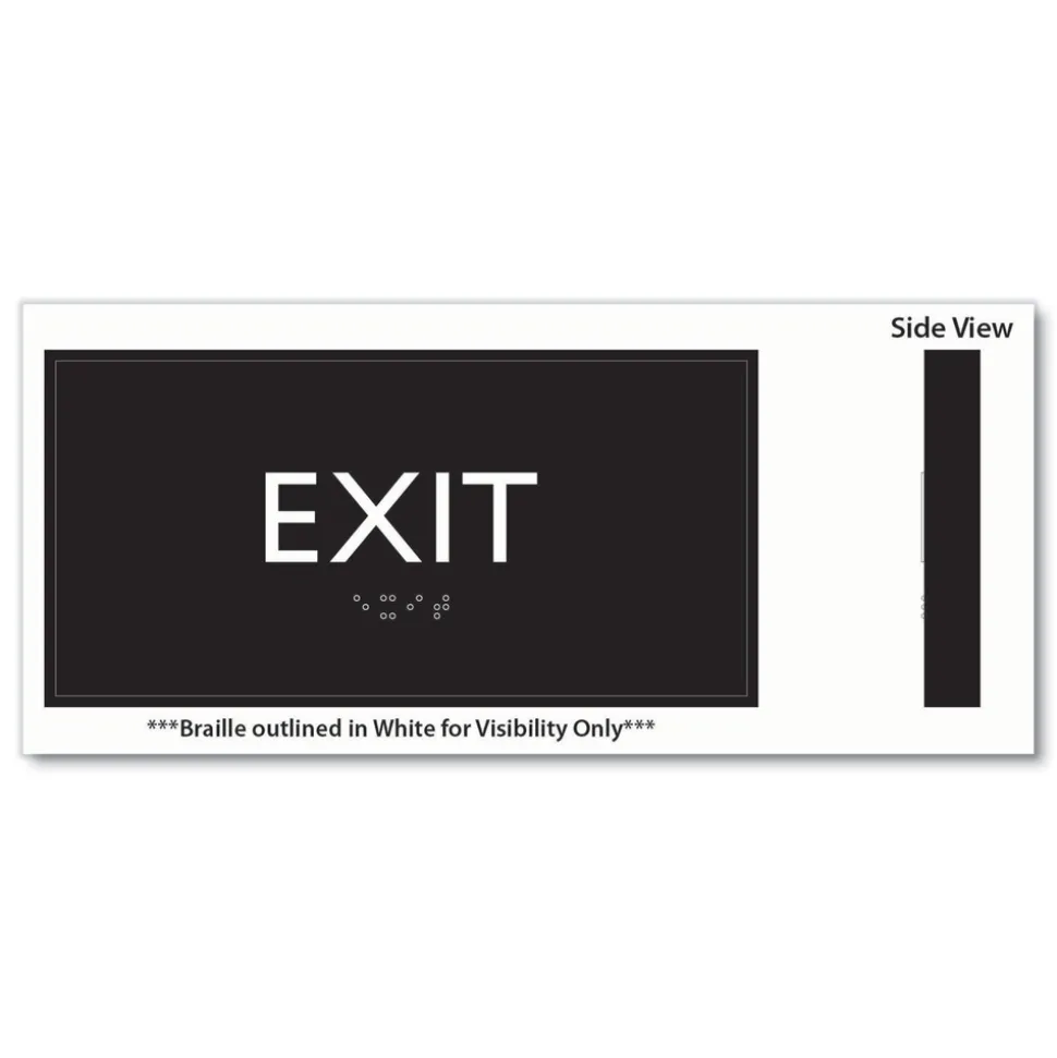 Headline Sign 4 in. x 8 in. Exit Plastic ADA Sign - Clear/White