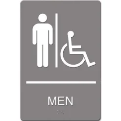 Headline Sign 6 in. x 9 in. Molded Plastic Men Restroom and ADA Sign - Gray