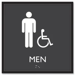 Headline Sign 8 in. x 8 in. Men Accessible Plastic ADA Sign - Clear/White