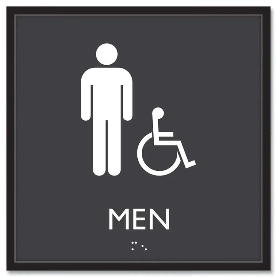 Headline Sign 8 in. x 8 in. Men Accessible Plastic ADA Sign - Clear/White