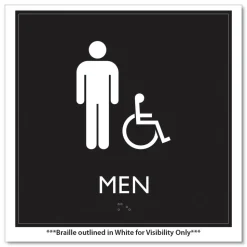 Headline Sign 8 in. x 8 in. Men Accessible Plastic ADA Sign - Clear/White