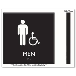 Headline Sign 8 in. x 8 in. Men Accessible Plastic ADA Sign - Clear/White