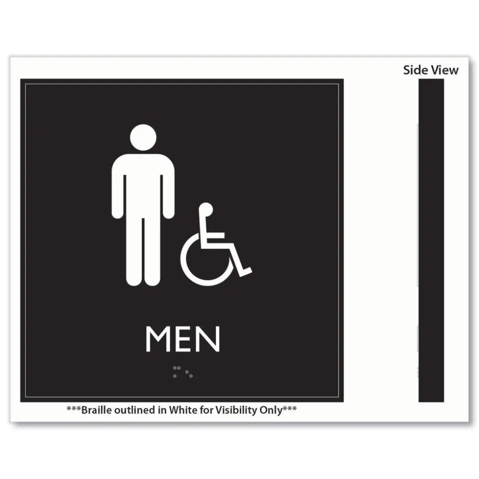 Headline Sign 8 in. x 8 in. Men Accessible Plastic ADA Sign - Clear/White