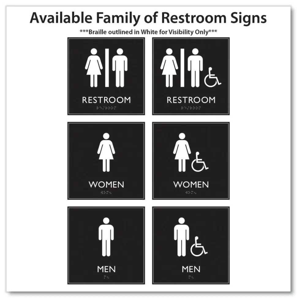 Headline Sign 8 in. x 8 in. Men Accessible Plastic ADA Sign - Clear/White