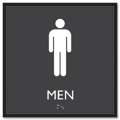 Headline Sign 8 in. x 8 in. Men Plastic ADA Sign - Clear/White