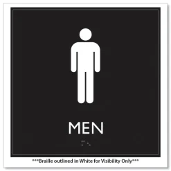 Headline Sign 8 in. x 8 in. Men Plastic ADA Sign - Clear/White