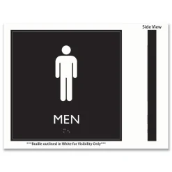 Headline Sign 8 in. x 8 in. Men Plastic ADA Sign - Clear/White