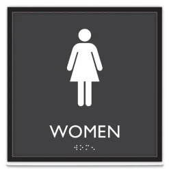 Headline Sign 8 in. x 8 in. Women Plastic ADA Sign - Clear/White