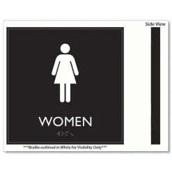 Headline Sign 8 in. x 8 in. Women Plastic ADA Sign - Clear/White