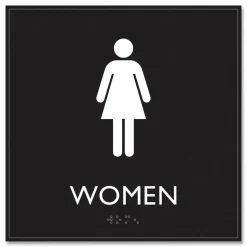 Headline Sign 8 in. x 8 in. Women Plastic ADA Sign - Clear/White