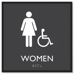 Headline Sign 8 in. x 8 in. Women Accessible Plastic ADA Sign - Clear/White