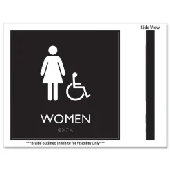 Headline Sign 8 in. x 8 in. Women Accessible Plastic ADA Sign - Clear/White