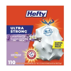 Hefty 23.75 in. x 24.88 in. 13 gal. Ultra Strong Scented Drawstring Tall Kitchen Bags - Lavender/Vanilla, White (330/Carton)