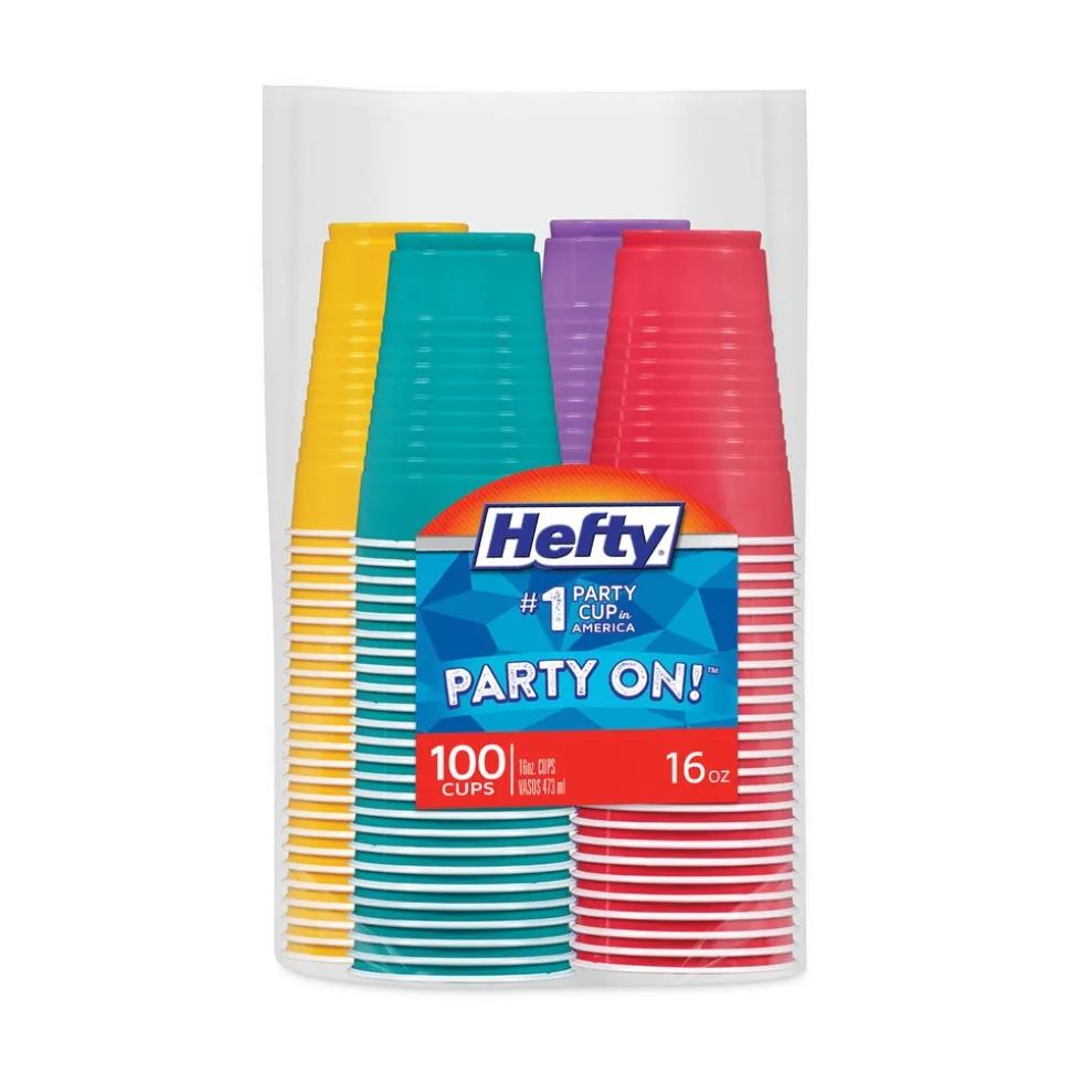 Hefty 16 oz. Easy Grip Disposable Plastic Party Cups - Assorted Colors (400/Carton)