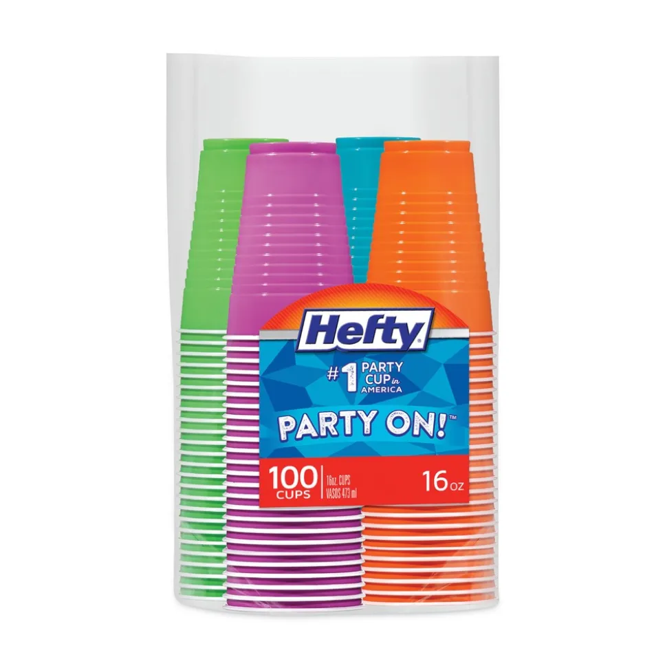 Hefty 16 oz. Easy Grip Disposable Plastic Party Cups - Assorted Colors (400/Carton)