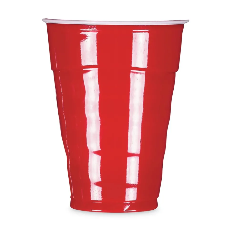 Hefty 18 oz. Easy Grip Disposable Plastic Party Cups - Red (400/Carton)