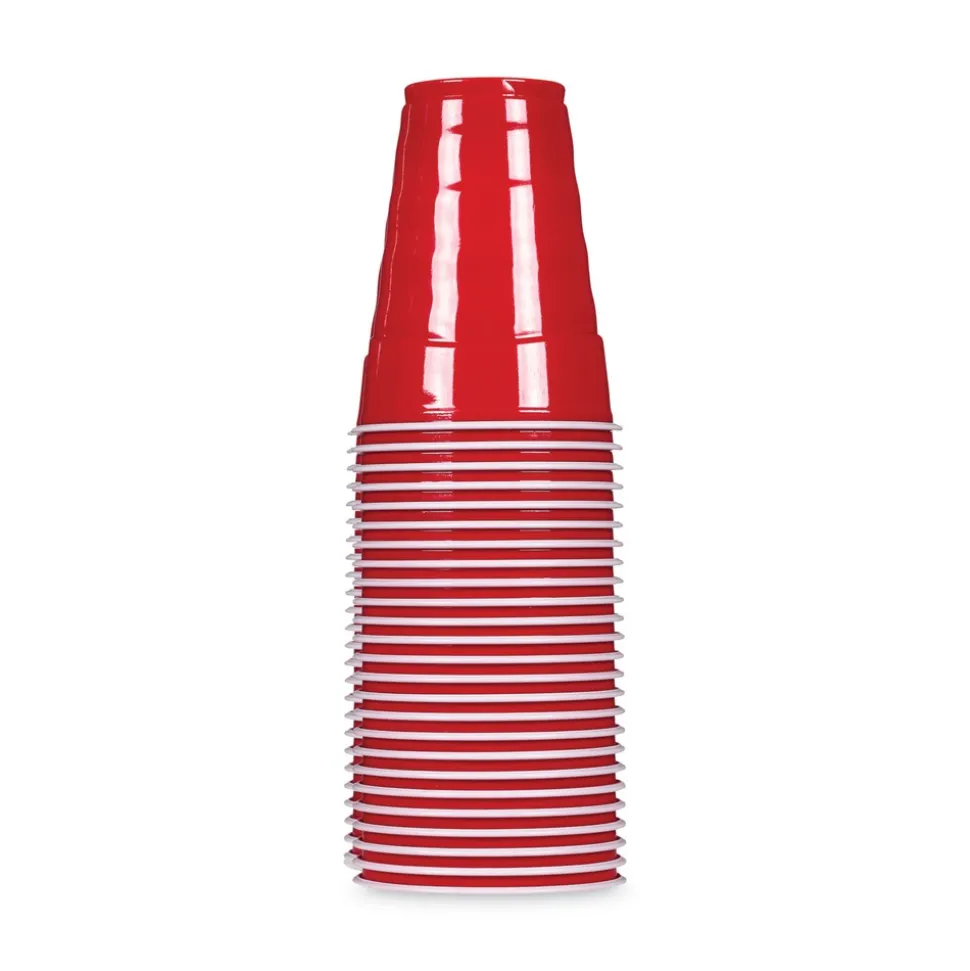 Hefty 18 oz. Easy Grip Disposable Plastic Party Cups - Red (400/Carton)