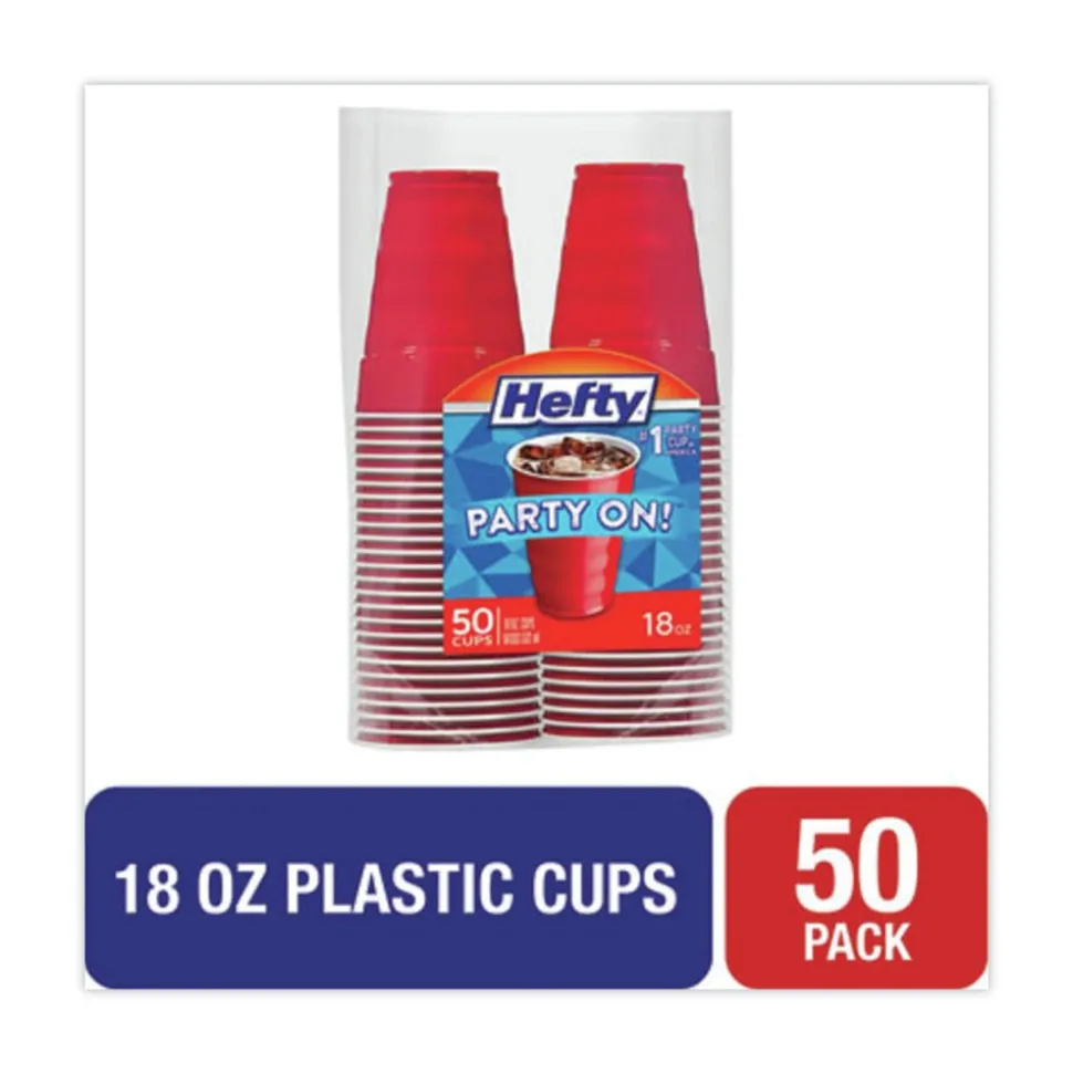 Hefty 18 oz. Easy Grip Disposable Plastic Party Cups - Red (400/Carton)