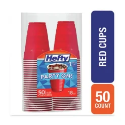 Hefty 18 oz. Easy Grip Disposable Plastic Party Cups - Red (400/Carton)