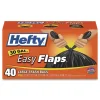 Hefty E27744 30 in. x 33 in. 30-Gallon 0.85 mil Easy Flaps Trash Bags - Black (40/Box, 6 Boxes/Carton)