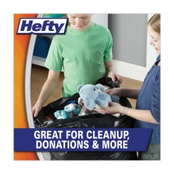 Hefty E27744 30 in. x 33 in. 30-Gallon 0.85 mil Easy Flaps Trash Bags - Black (40/Box, 6 Boxes/Carton)