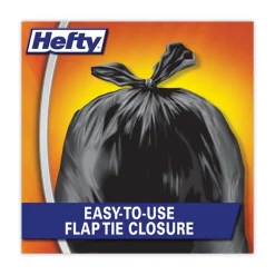 Hefty E27744 30 in. x 33 in. 30-Gallon 0.85 mil Easy Flaps Trash Bags - Black (40/Box, 6 Boxes/Carton)