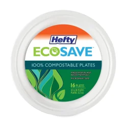 Hefty ECOSAVE 6.75 in. Diameter Plate Sugarcane Tableware - White (12/Carton)