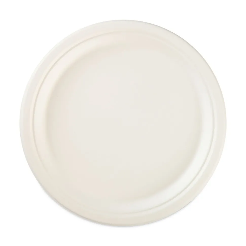 Hefty ECOSAVE 6.75 in. Diameter Plate Sugarcane Tableware - White (12/Carton)