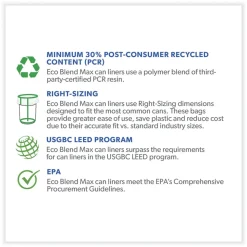 Heritage 24 in. x 27 in. 30 gal. 1 mil Eco Blend Max Can Liners - Black (500/Carton)