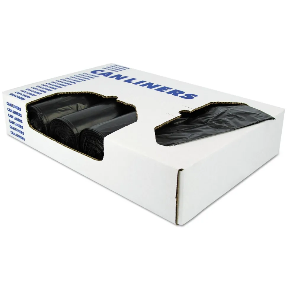 Heritage 46 in. x 50 in. 1.35 mil 56 gal. Reprocessed Resin Can Liners - Black (100/Carton)